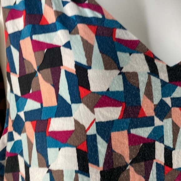 Athleta Santorini Sleeveless V Neck Dress Blue Geometric Print size 1X - Picture 4 of 7